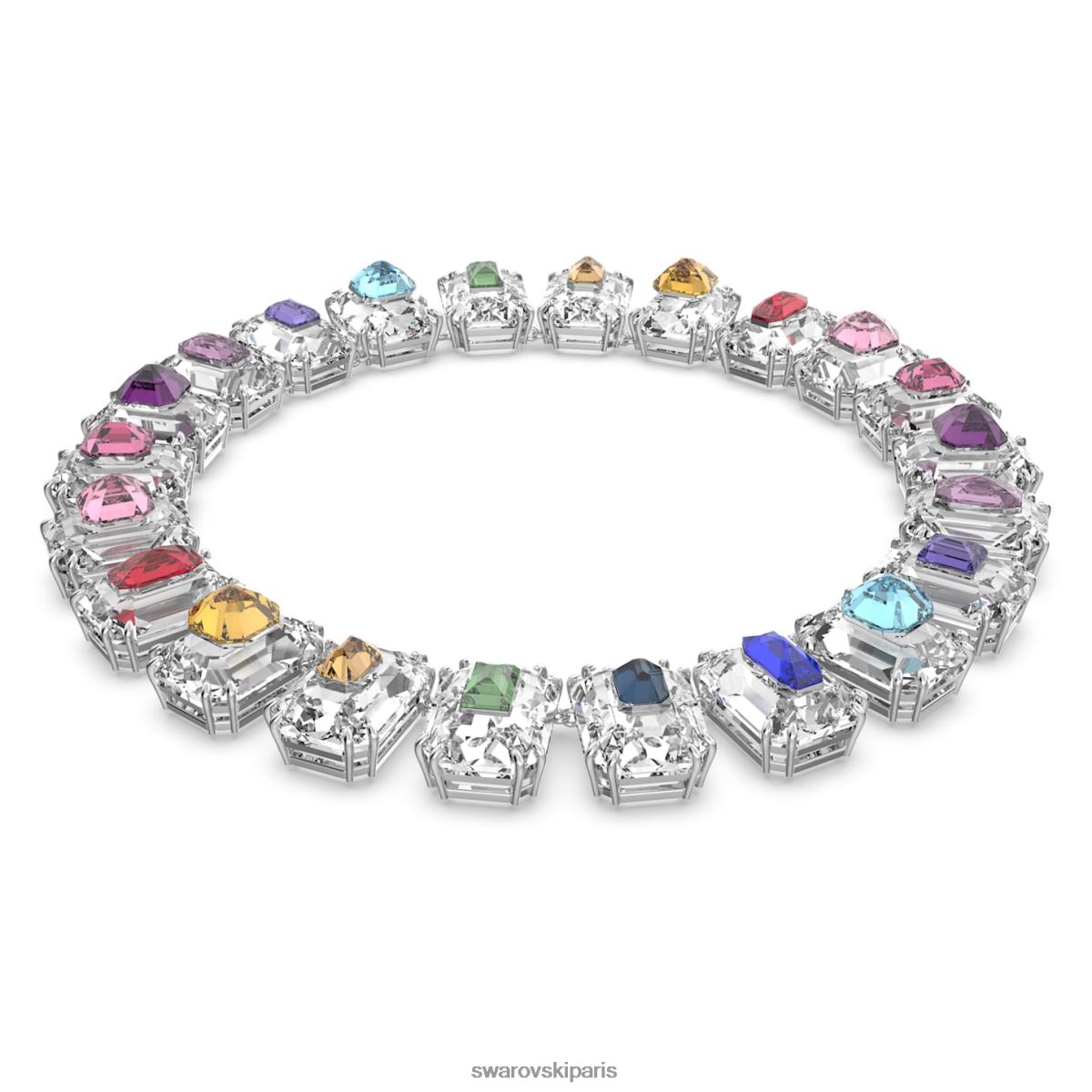bijoux Swarovski tour de cou chroma cristaux surdimensionnés, multicolores, plaqués rhodium RZD0XJ370
