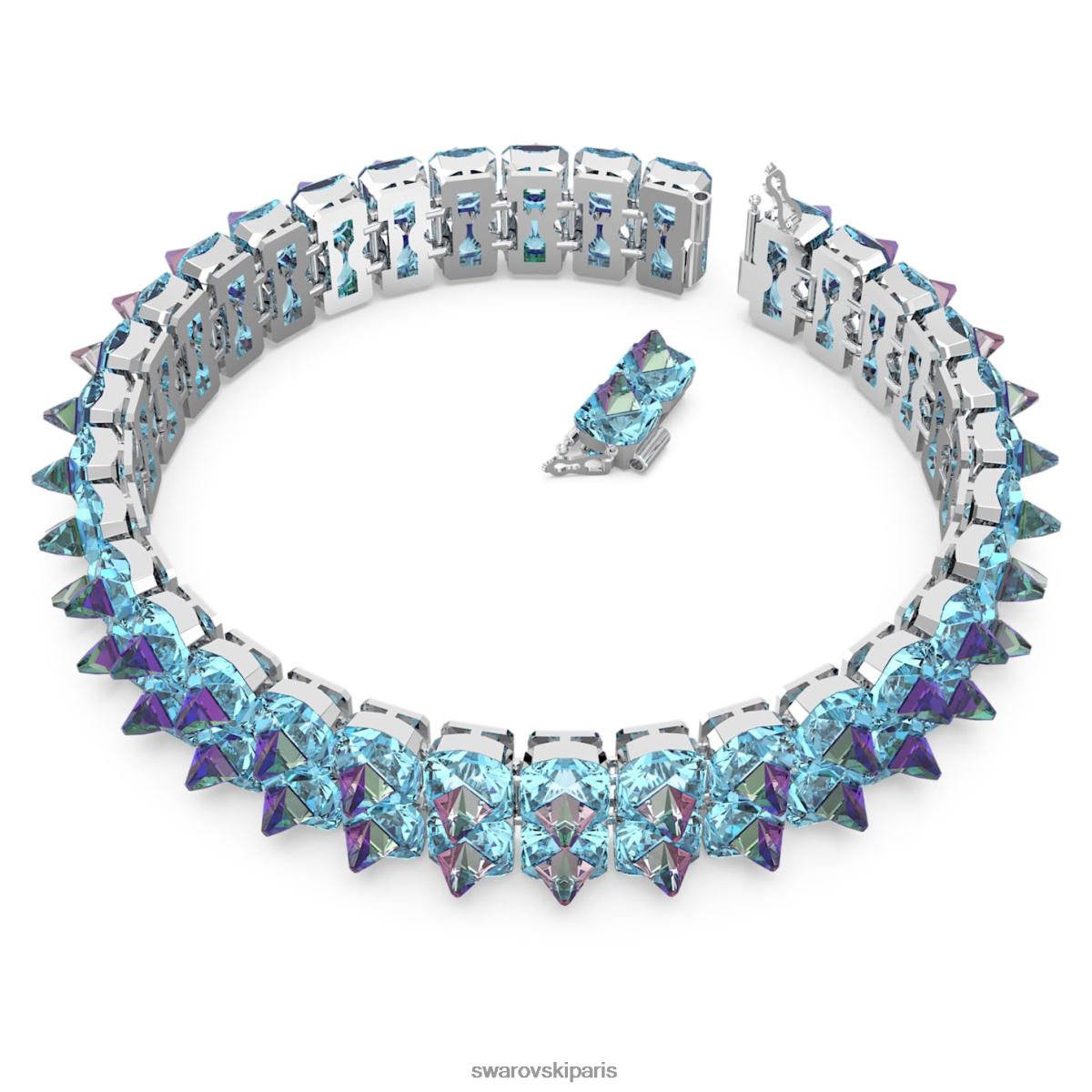 bijoux Swarovski tour de cou en ortyx taille pyramidale, bleu, rhodié RZD0XJ362