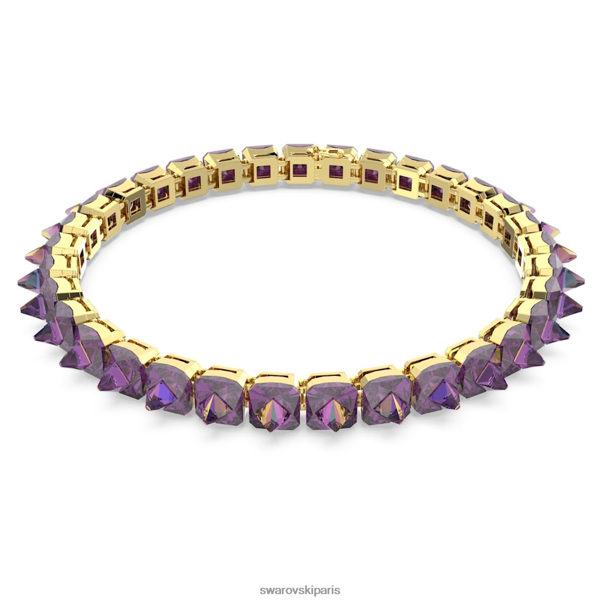 bijoux Swarovski tour de cou en ortyx taille pyramidale, violet, métal doré RZD0XJ365