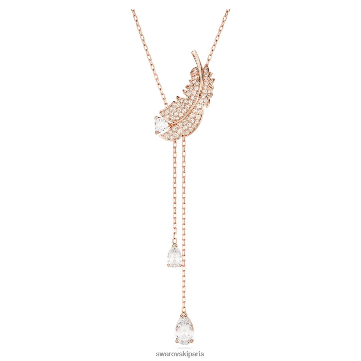 bijoux Swarovski joli pendentif y plume, blanc, métal doré rose RZD0XJ279