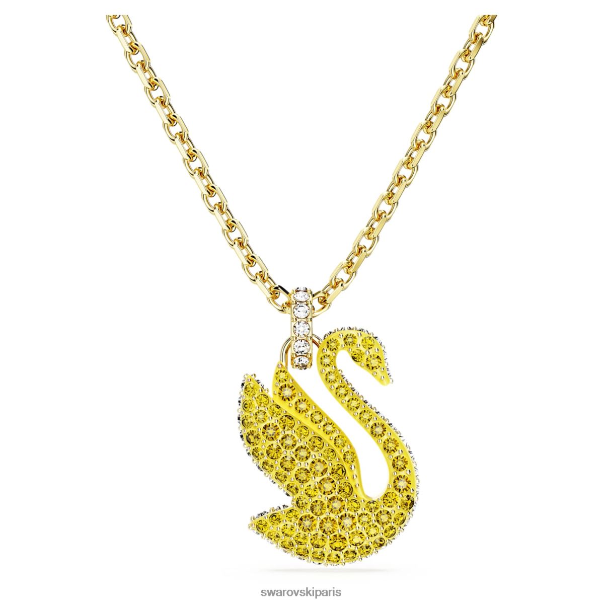 bijoux Swarovski pendentif cygne emblématique cygne, jaune, métal doré RZD0XJ257