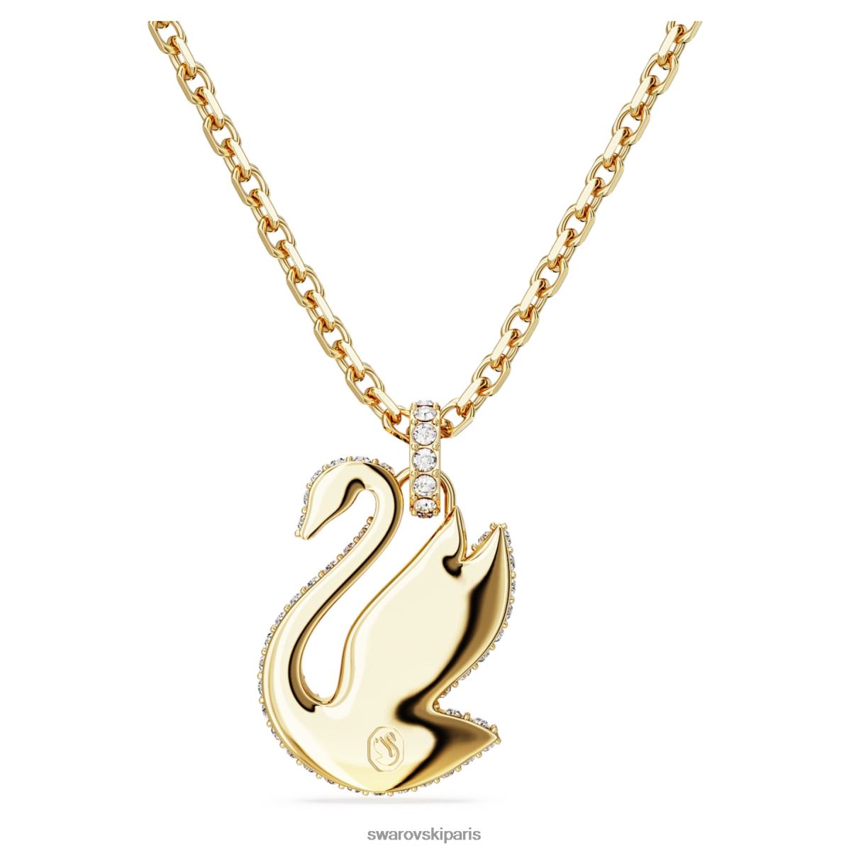 bijoux Swarovski pendentif cygne emblématique cygne, jaune, métal doré RZD0XJ257