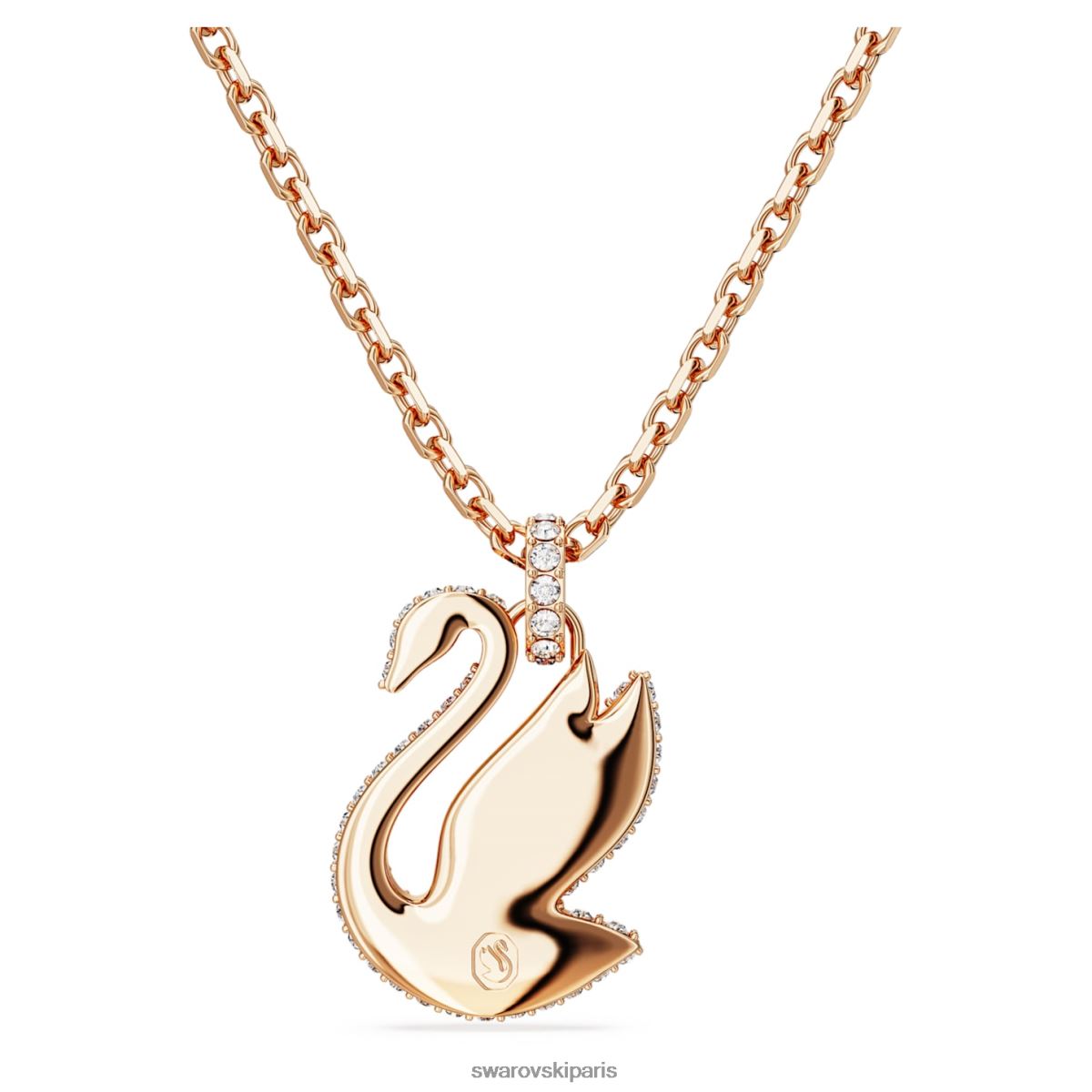 bijoux Swarovski pendentif cygne emblématique cygne, rose, métal doré rose RZD0XJ240