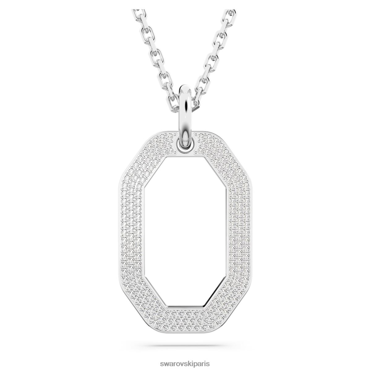 bijoux Swarovski pendentif dextère forme octogonale, blanc, rhodié RZD0XJ232