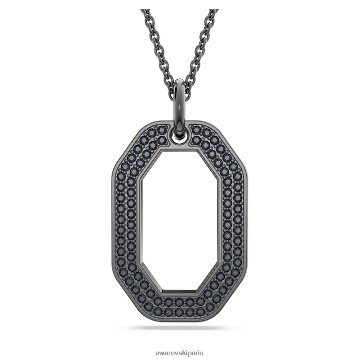 bijoux Swarovski pendentif dextère forme octogonale, noir, plaqué ruthénium RZD0XJ235