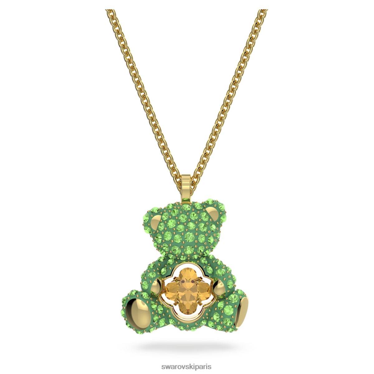 bijoux Swarovski pendentif en peluche ours, vert, métal doré RZD0XJ325