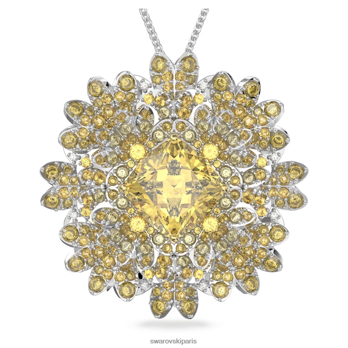 bijoux Swarovski pendentif et broche fleur éternelle fleur, jaune, finition métal mélangé RZD0XJ229