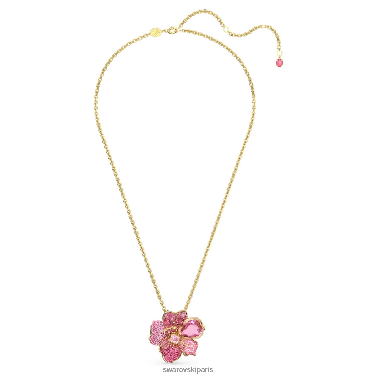 bijoux Swarovski pendentif et broche florere pavé, fleur, rose, métal doré RZD0XJ331