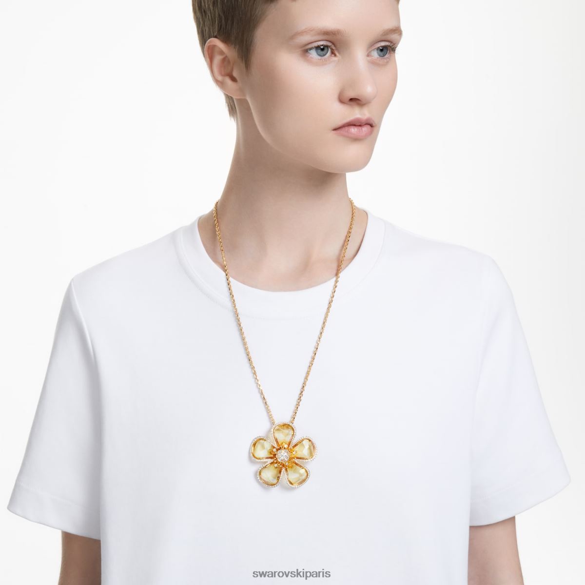bijoux Swarovski pendentif florere fleur, jaune, métal doré RZD0XJ261