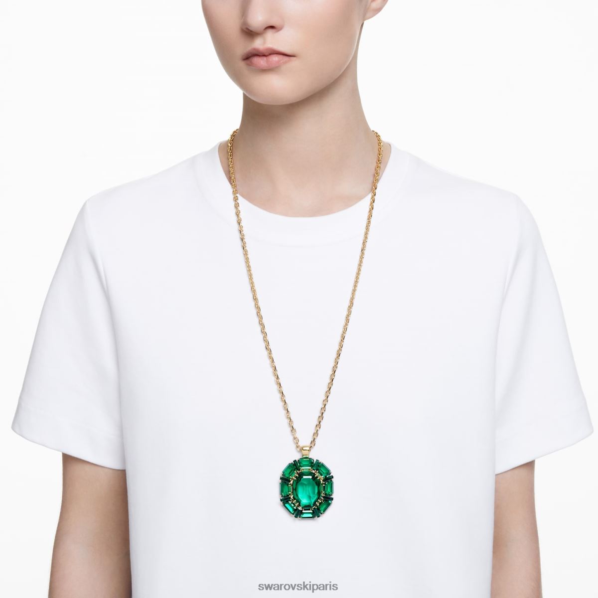 bijoux Swarovski pendentif millénaire coupes mixtes, vert, métal doré RZD0XJ164