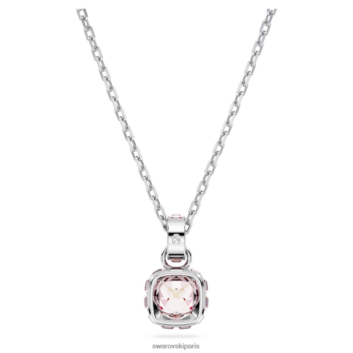 bijoux Swarovski pendentif pierre de naissance taille carrée juin, rose, rhodié RZD0XJ167