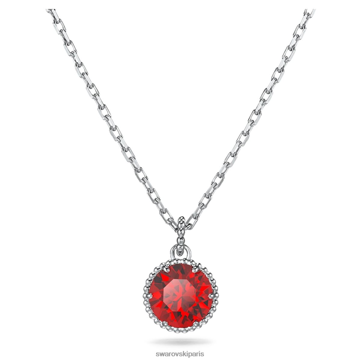 bijoux Swarovski pendentif pierre de naissance taille ronde janvier, rouge, rhodié RZD0XJ317