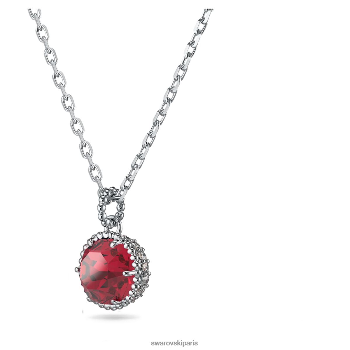 bijoux Swarovski pendentif pierre de naissance taille ronde juillet, rouge, rhodié RZD0XJ314
