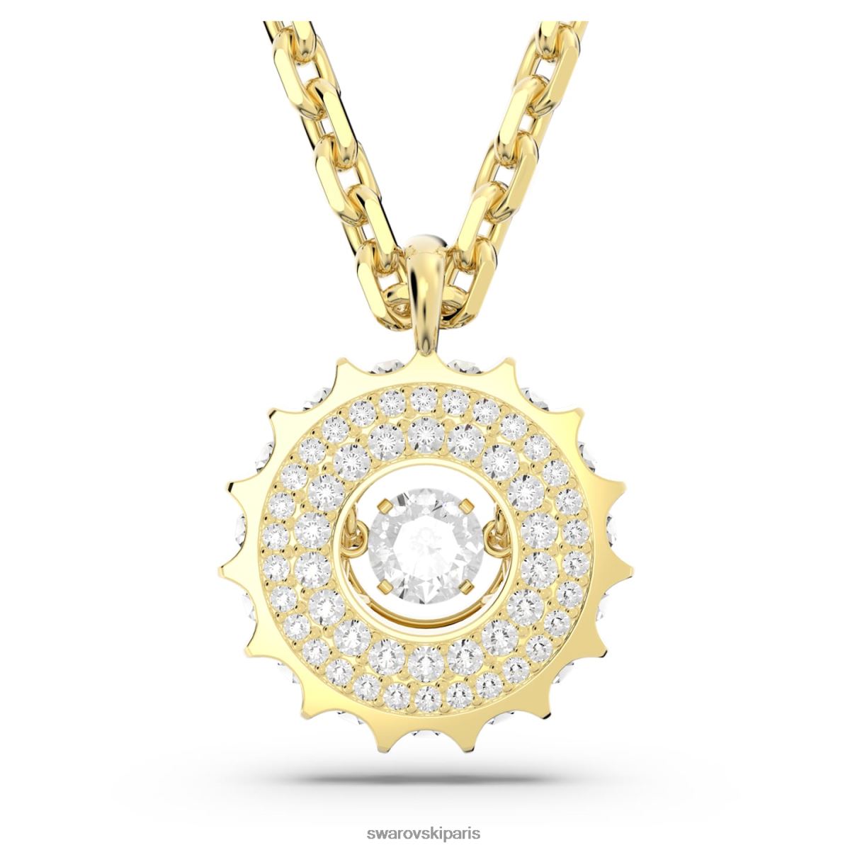 bijoux Swarovski pendentif rotatif tailles rondes mixtes, blanc, métal doré RZD0XJ330
