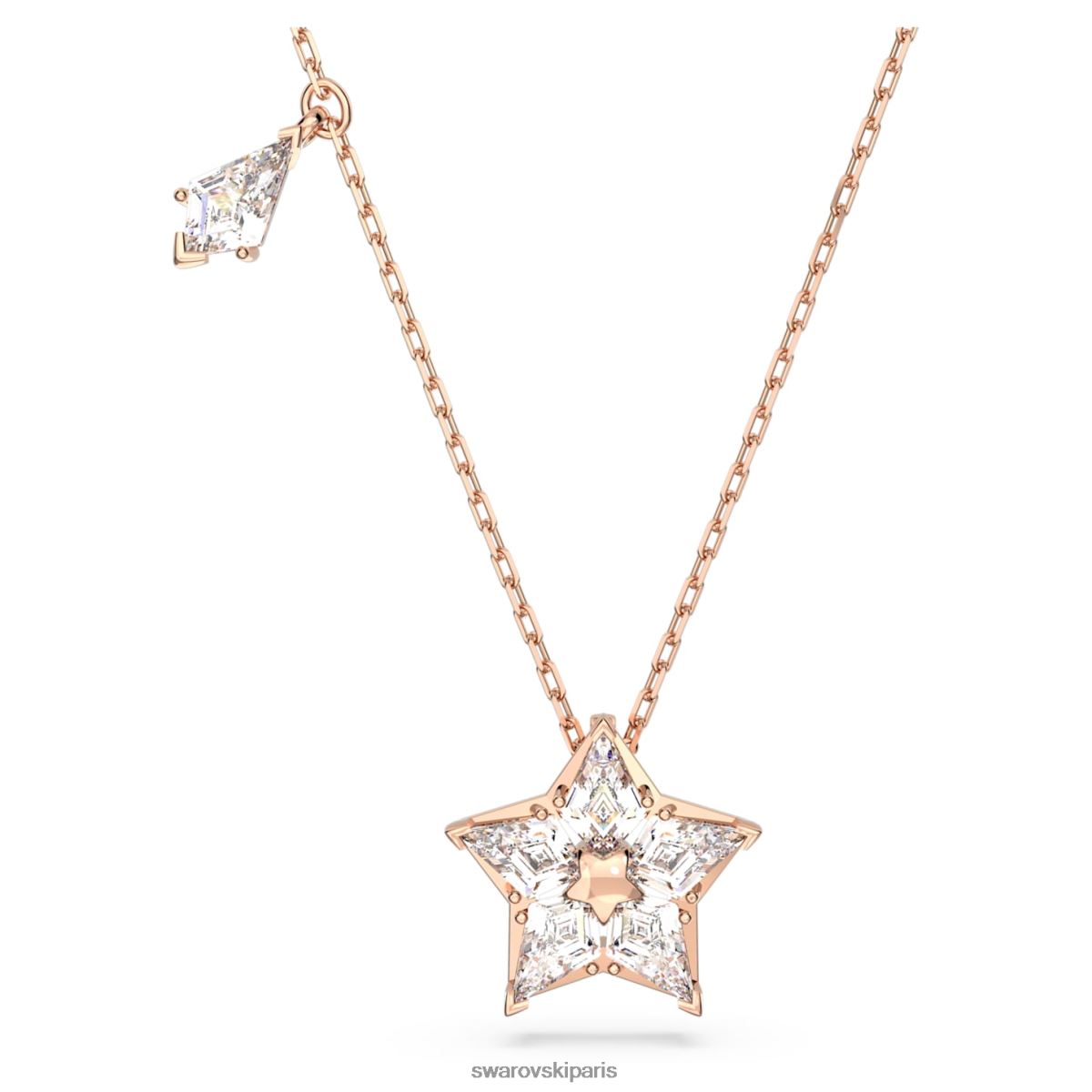 bijoux Swarovski pendentif étoile coupe cerf-volant, étoile, blanc, plaqué ton or rose RZD0XJ287