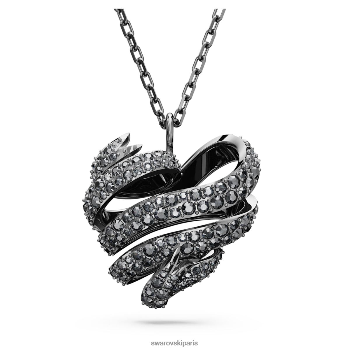 bijoux Swarovski pendentif volta coeur, noir, plaqué ruthénium RZD0XJ210