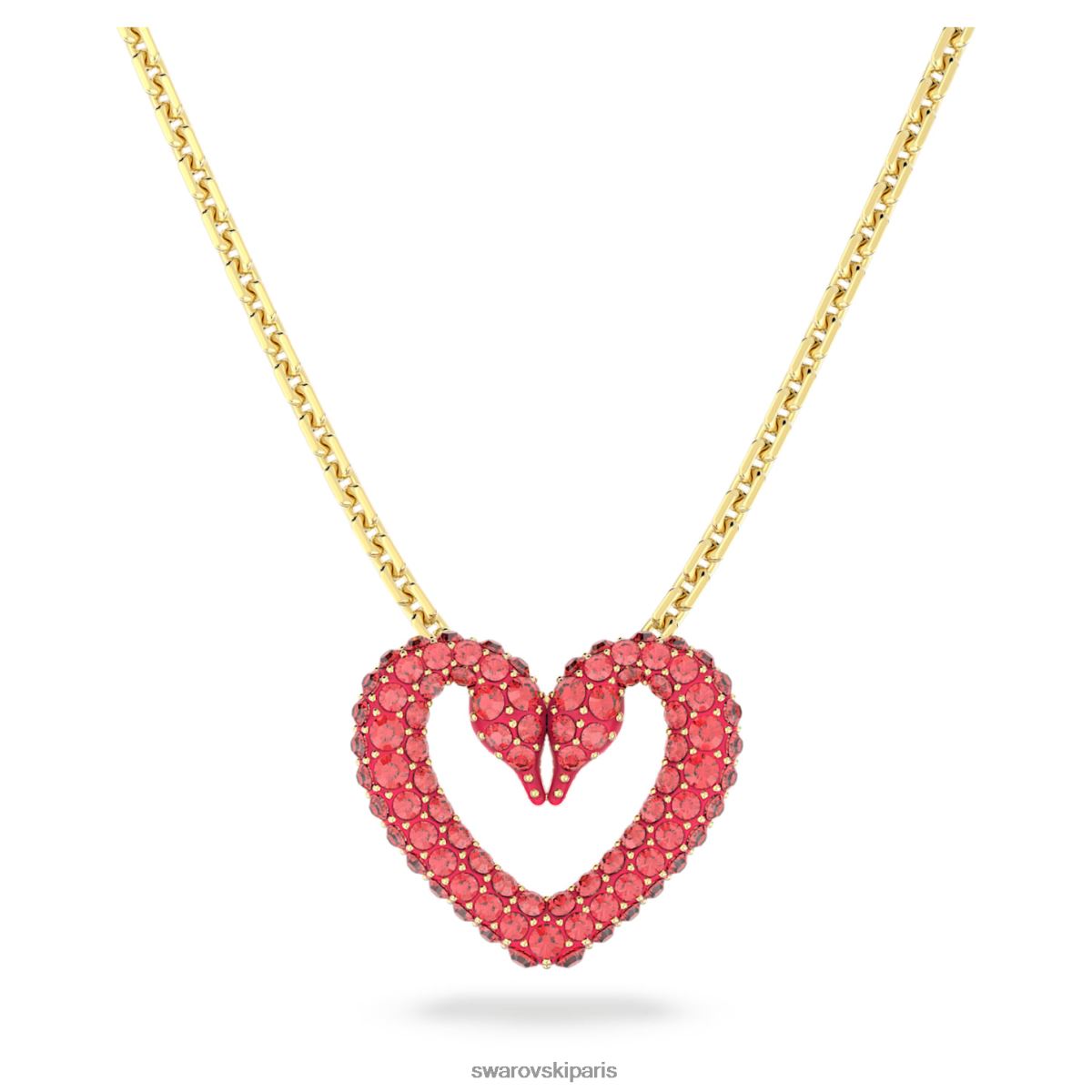 bijoux Swarovski un pendentif pavé, cœur, rouge, métal doré RZD0XJ208