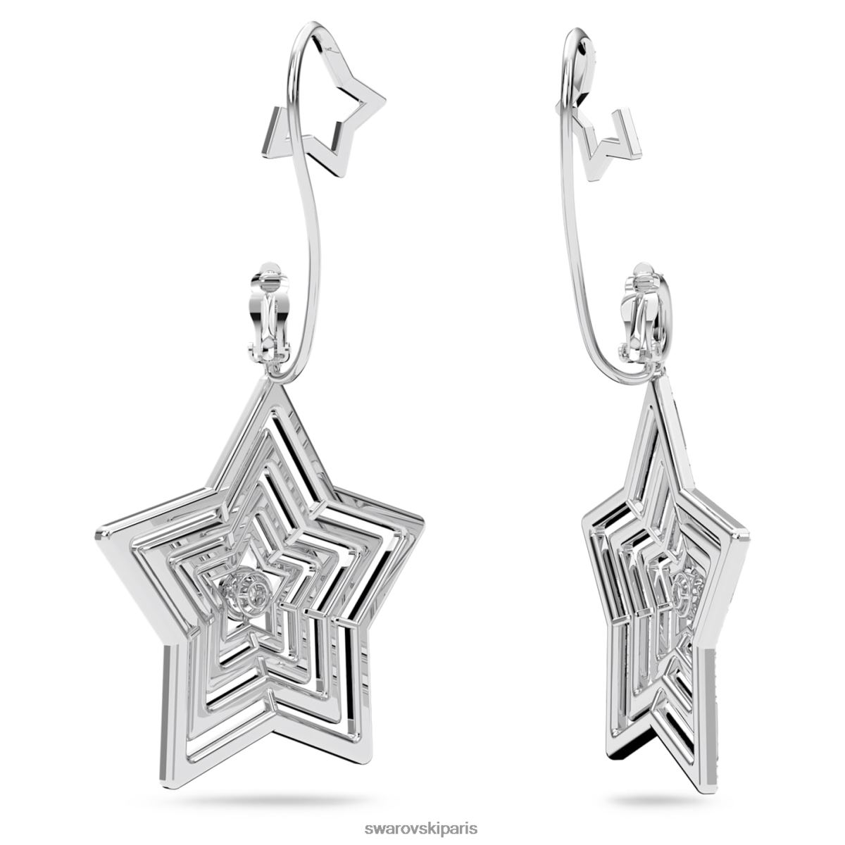bijoux Swarovski boucles d'oreilles clip Stella étoile, blanc, rhodié RZD0XJ797