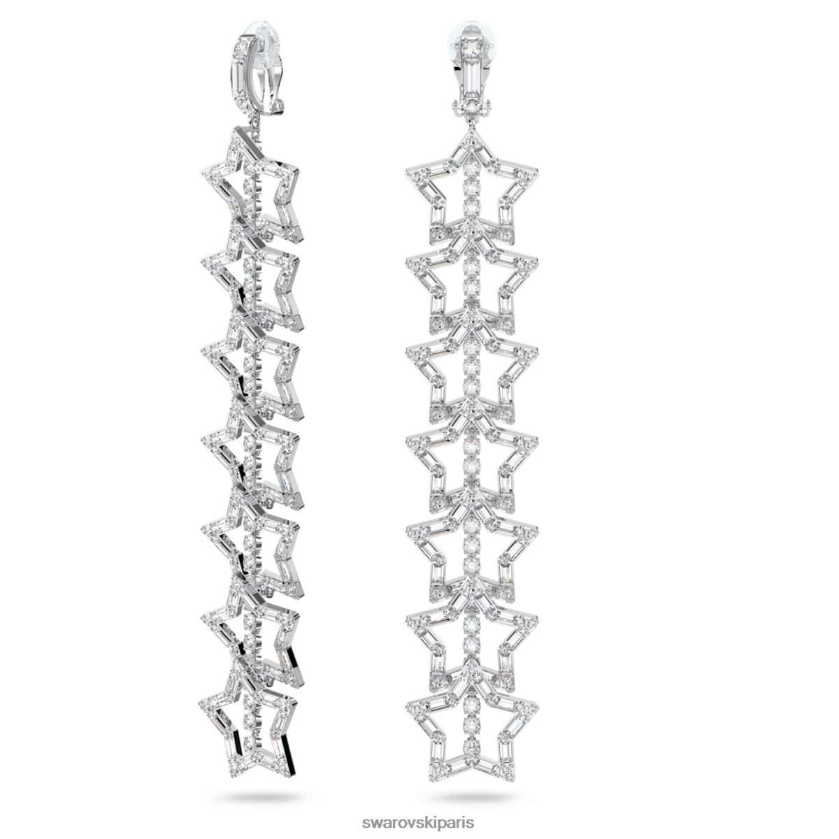 bijoux Swarovski boucles d'oreilles clip Stella étoile, blanc, rhodié RZD0XJ813