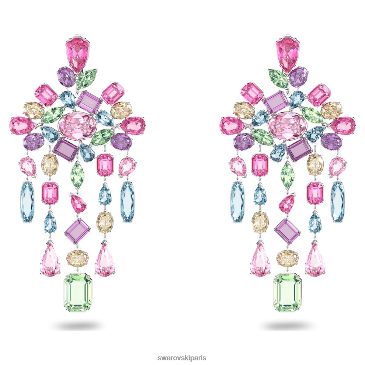 bijoux Swarovski boucles d'oreilles clip gema coupes mixtes, lustre, multicolore, rhodié RZD0XJ955