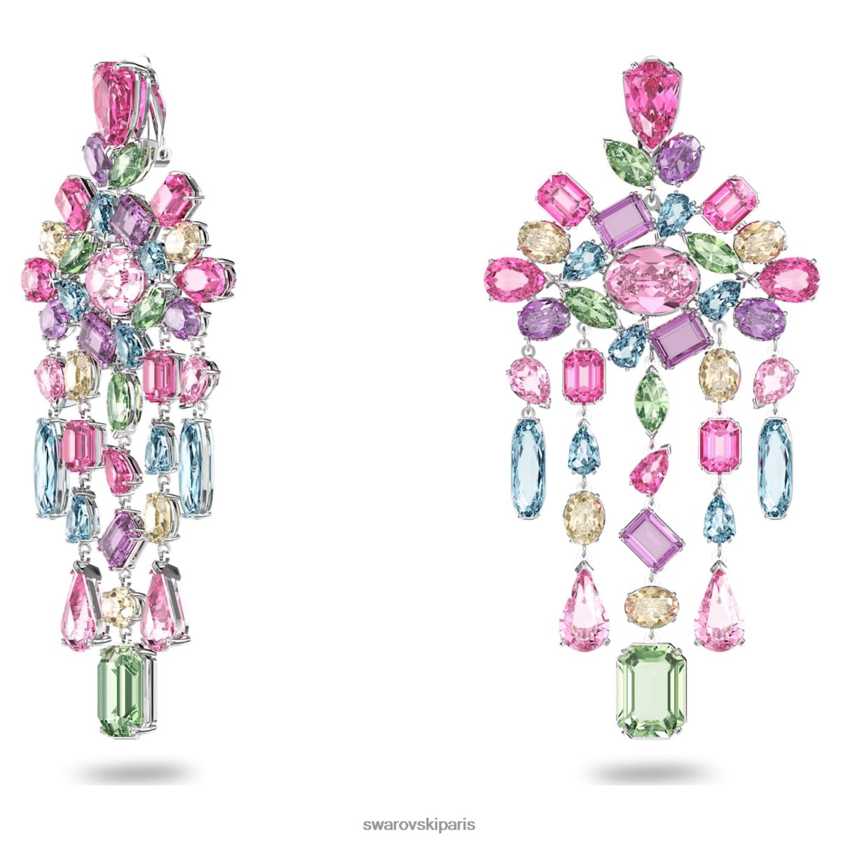 bijoux Swarovski boucles d'oreilles clip gema coupes mixtes, lustre, multicolore, rhodié RZD0XJ955