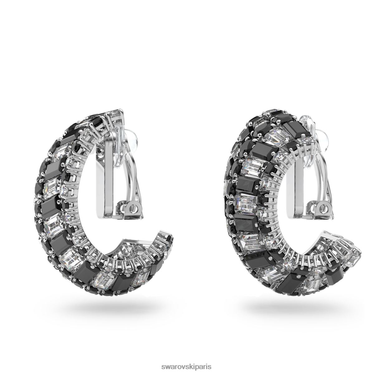 bijoux Swarovski boucles d'oreilles clip hyperbole coupes mixtes, noir, rhodié RZD0XJ944