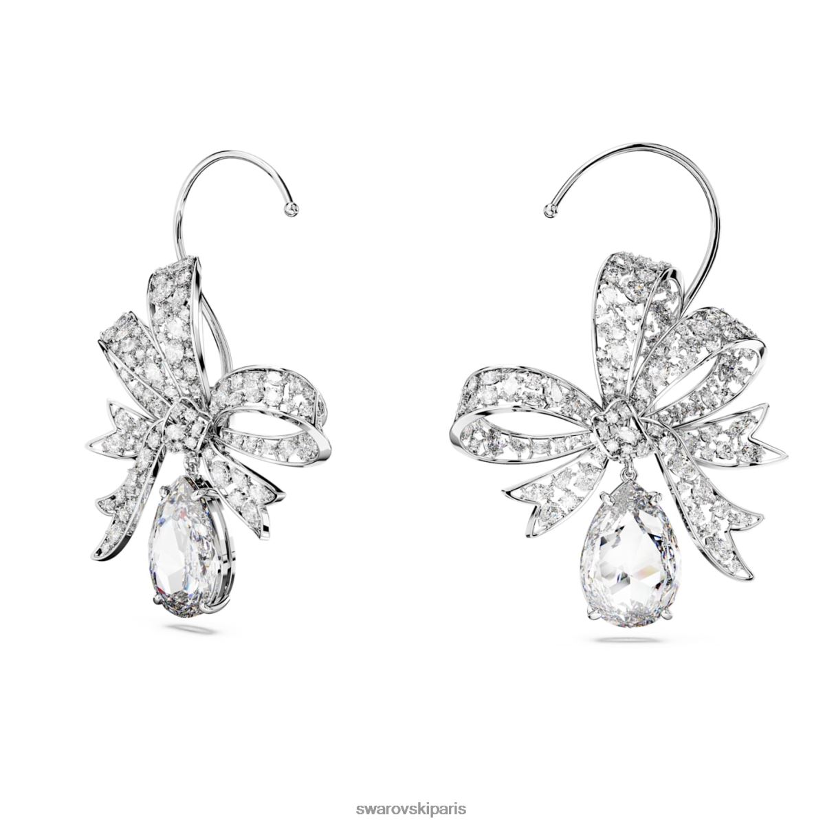 bijoux Swarovski boucles d'oreilles clips volta noeud, blanc, rhodié RZD0XJ959