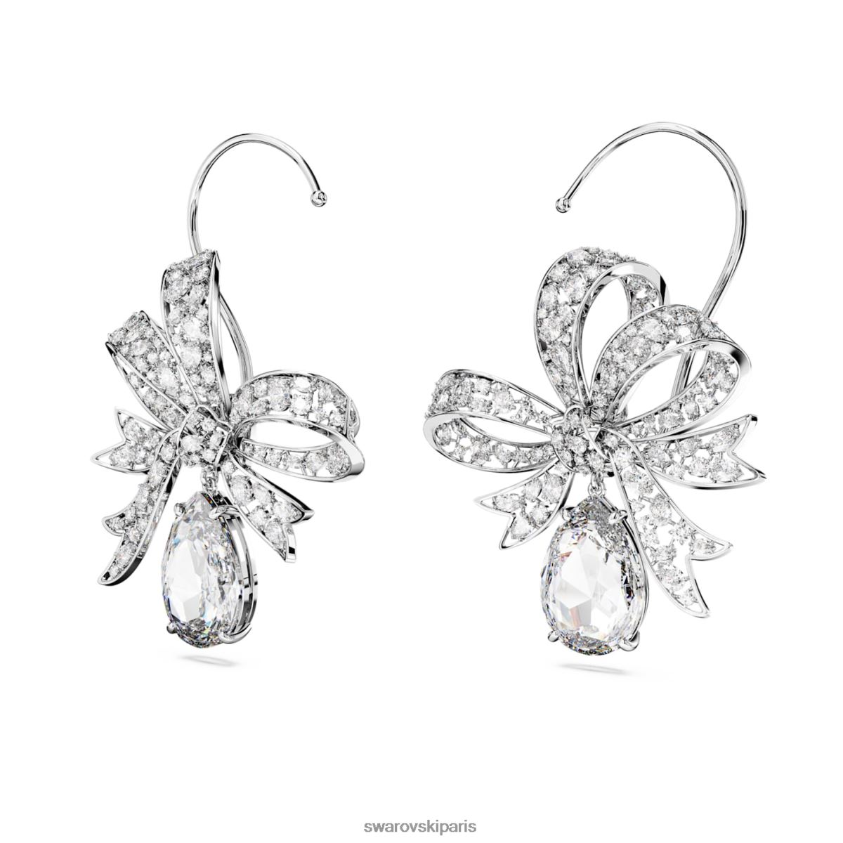 bijoux Swarovski boucles d'oreilles clips volta noeud, blanc, rhodié RZD0XJ959