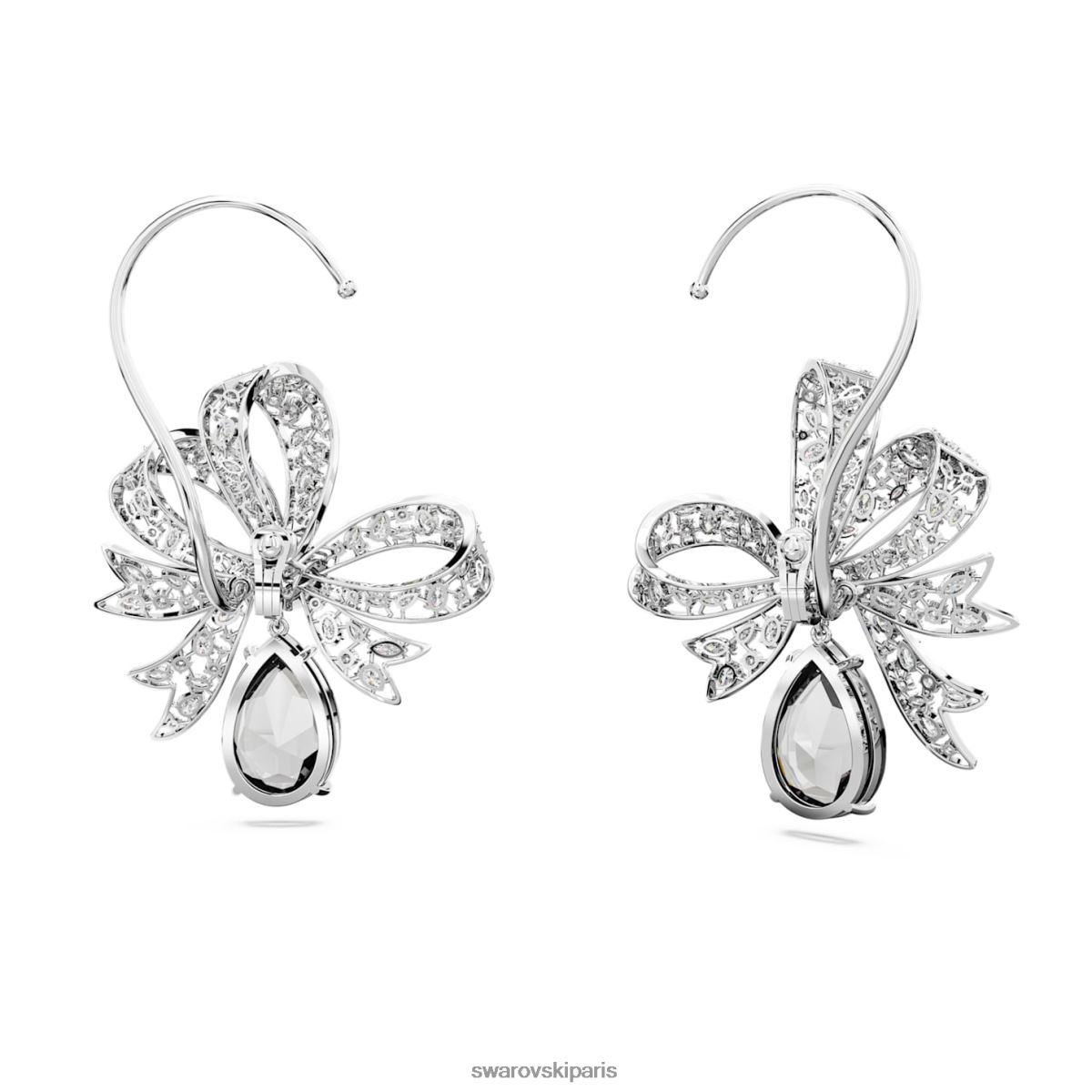 bijoux Swarovski boucles d'oreilles clips volta noeud, blanc, rhodié RZD0XJ959