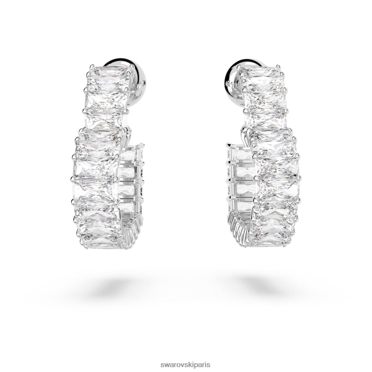 bijoux Swarovski boucles d'oreilles créoles Matrix coeur, blanc, rhodié RZD0XJ878