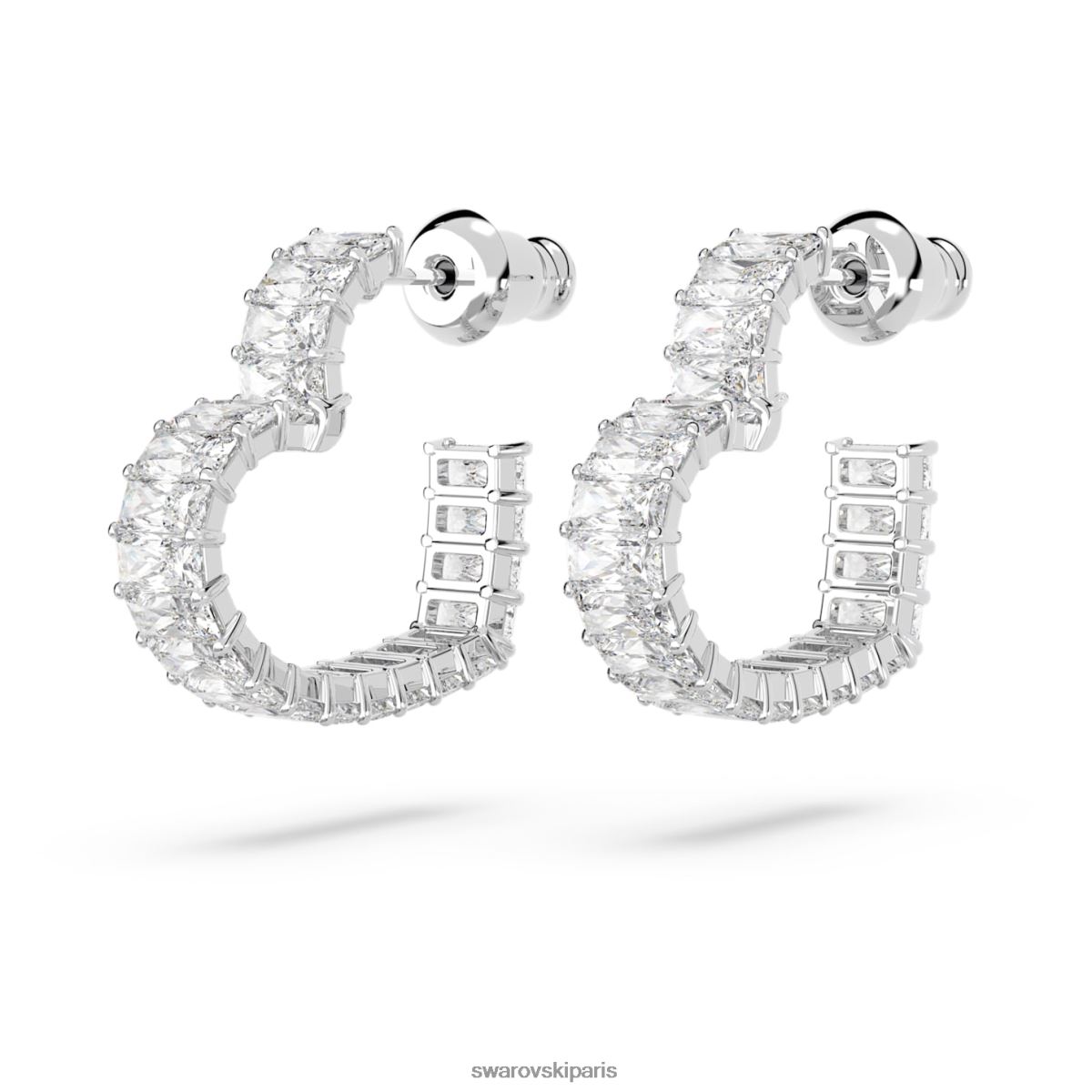 bijoux Swarovski boucles d'oreilles créoles Matrix coeur, blanc, rhodié RZD0XJ878