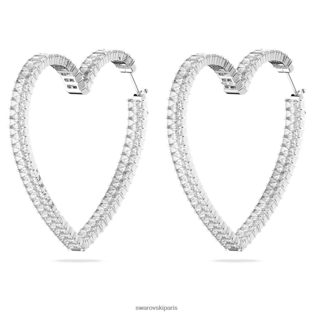 bijoux Swarovski boucles d'oreilles créoles Matrix coeur, blanc, rhodié RZD0XJ938