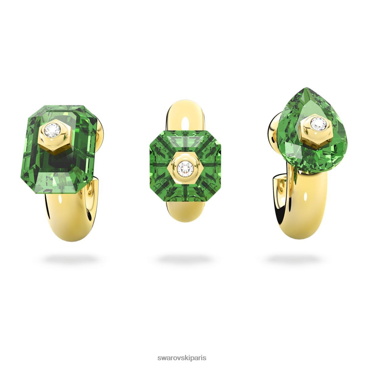bijoux Swarovski boucles d'oreilles créoles Numina coupes mixtes, vert, métal doré RZD0XJ381