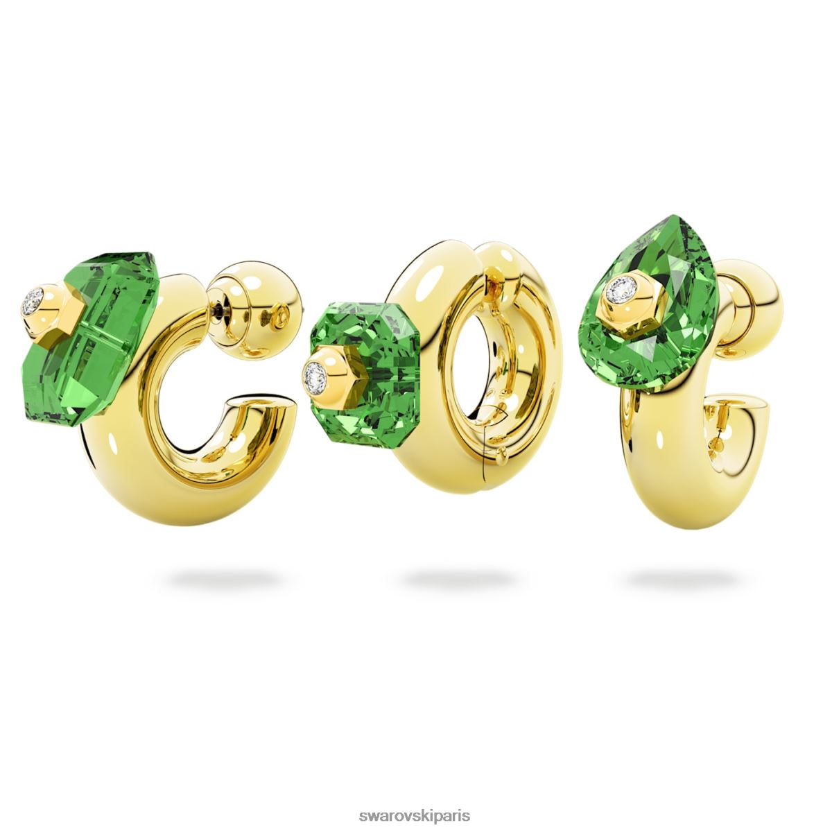 bijoux Swarovski boucles d'oreilles créoles Numina coupes mixtes, vert, métal doré RZD0XJ381