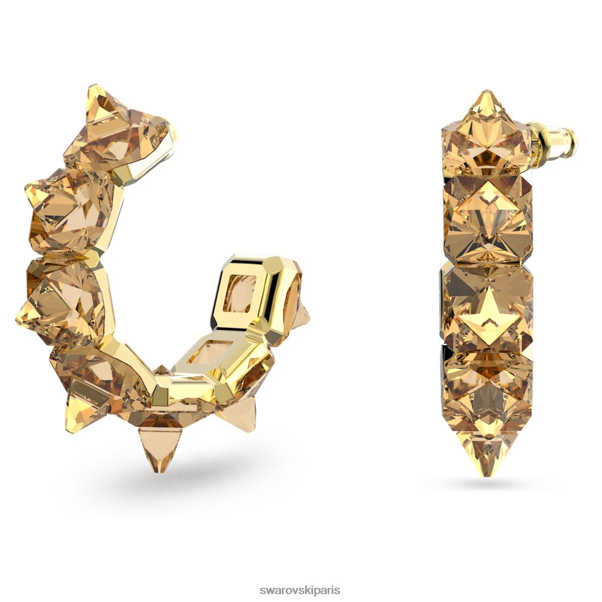 bijoux Swarovski boucles d'oreilles créoles en ortyx coupe pyramidale, ton doré, plaqué ton or RZD0XJ905