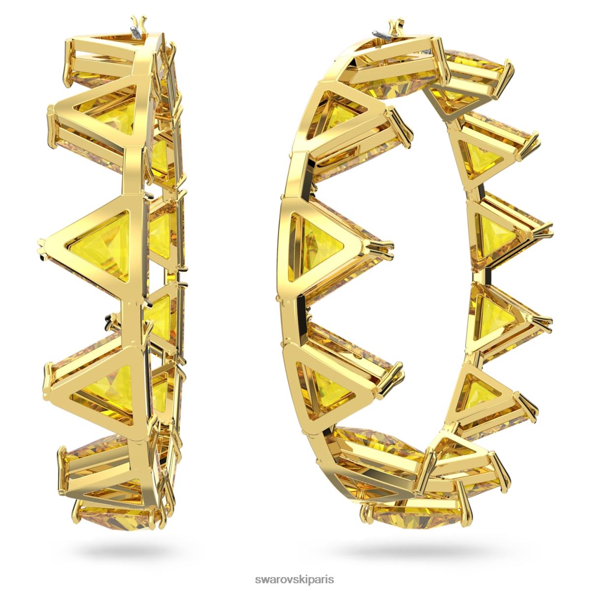 bijoux Swarovski boucles d'oreilles créoles en ortyx coupe triangle, jaune, métal doré RZD0XJ924