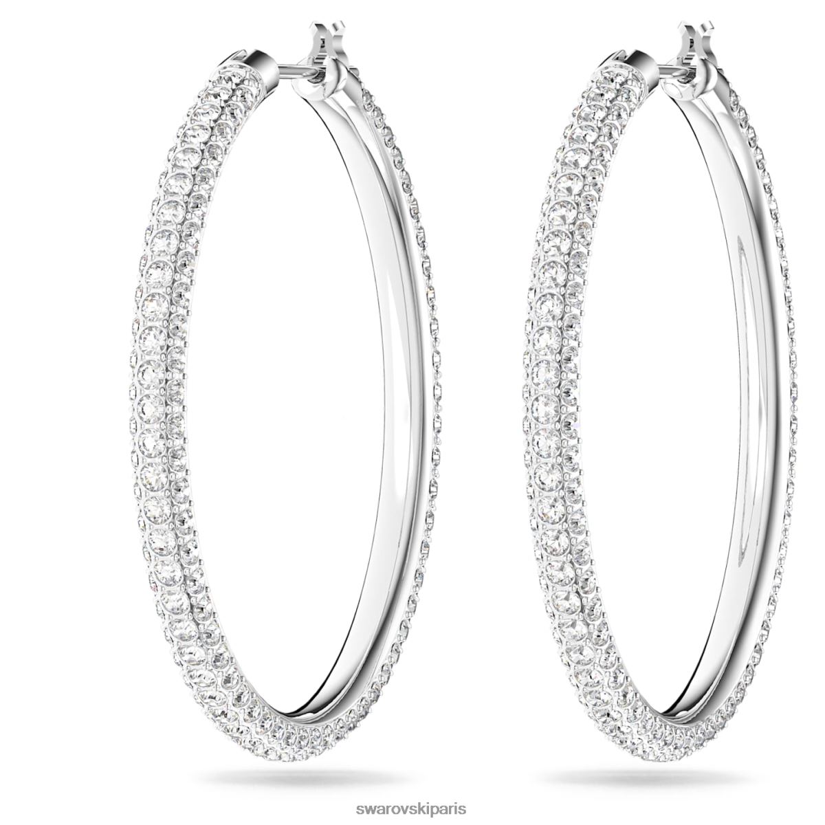 bijoux Swarovski boucles d'oreilles créoles en pierre pavé, blanc, rhodié RZD0XJ871