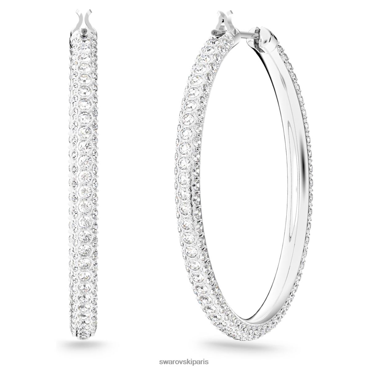 bijoux Swarovski boucles d'oreilles créoles en pierre pavé, blanc, rhodié RZD0XJ871