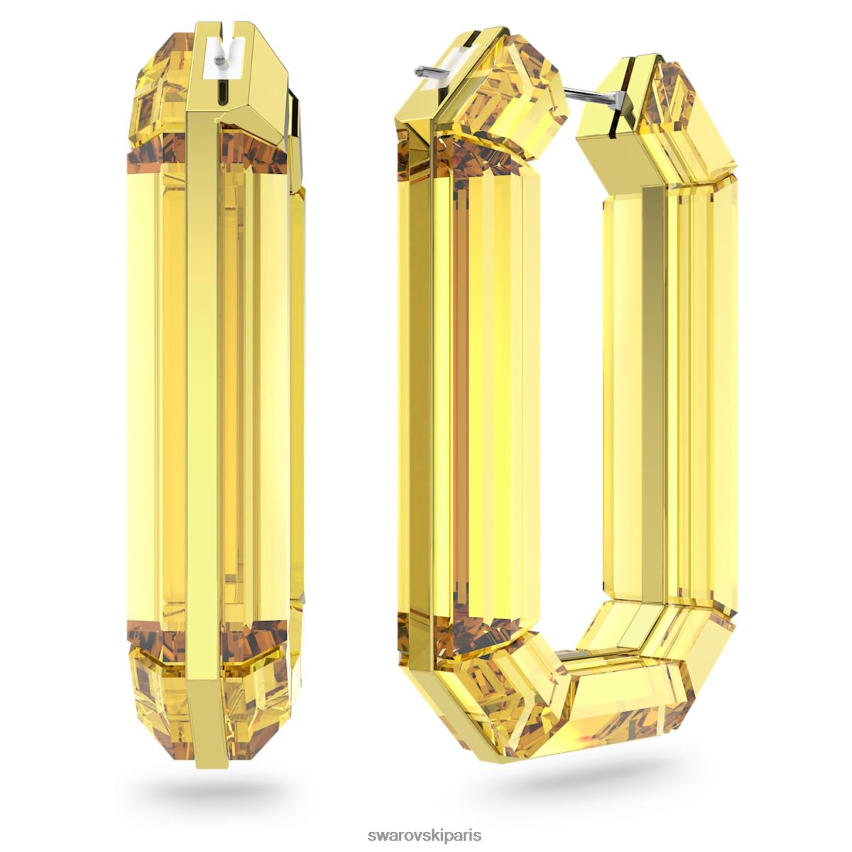 bijoux Swarovski boucles d'oreilles créoles transparentes déclaration, forme octogonale, jaune RZD0XJ873