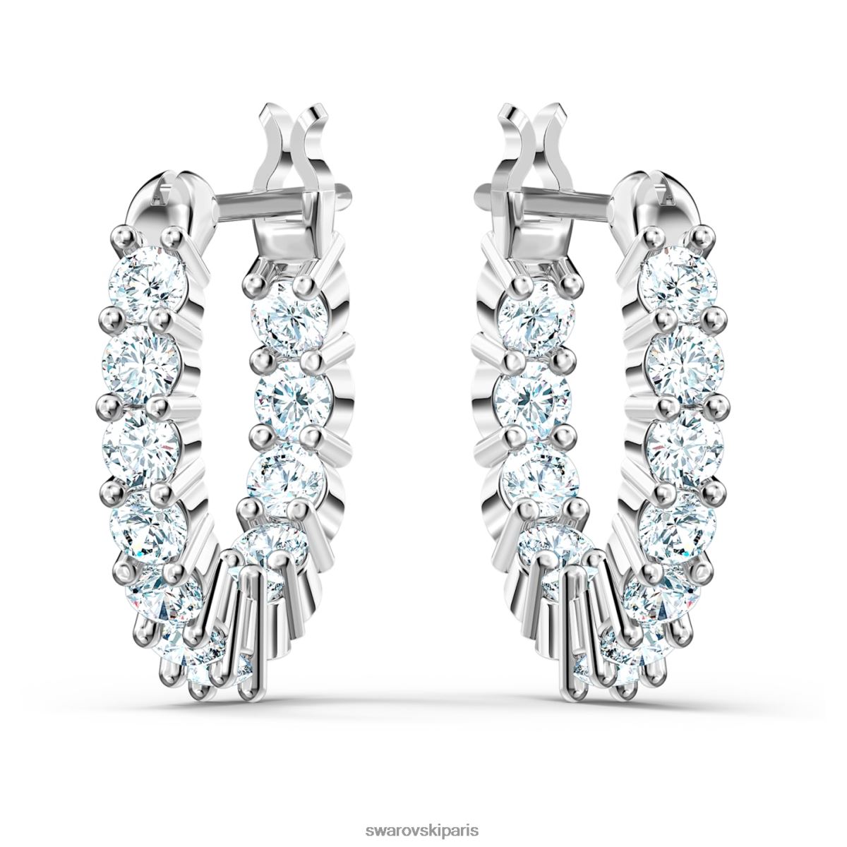 bijoux Swarovski boucles d'oreilles créoles vittore taille ronde, blanc, rhodié RZD0XJ868