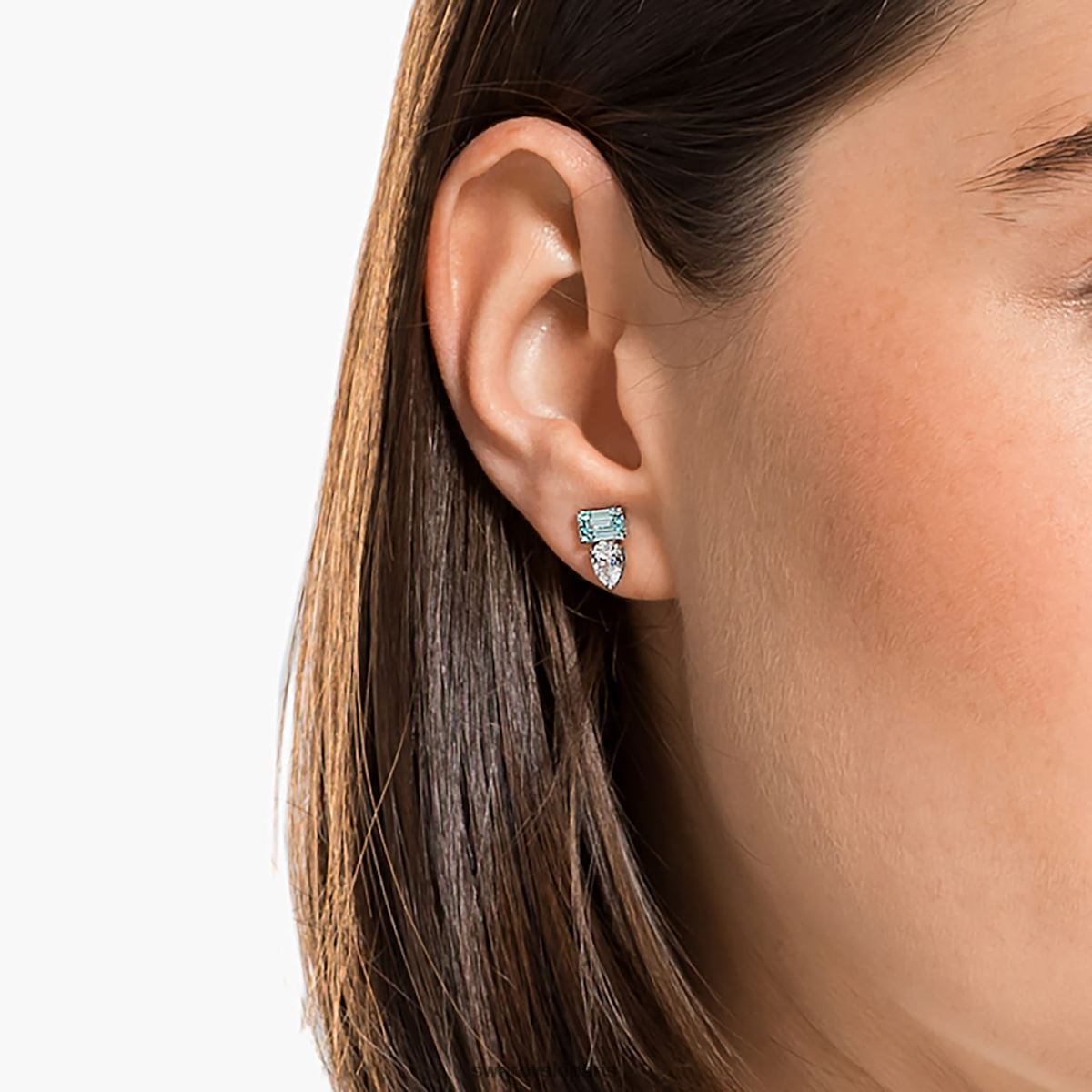 bijoux Swarovski attirer les boucles d'oreilles coupes mixtes, bleu, rhodié RZD0XJ860