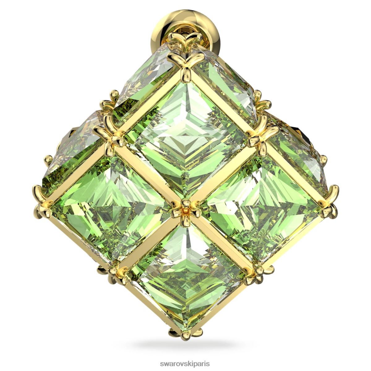 bijoux Swarovski boucle d'oreille curiosa unique, coupe carrée, vert, plaqué doré RZD0XJ976