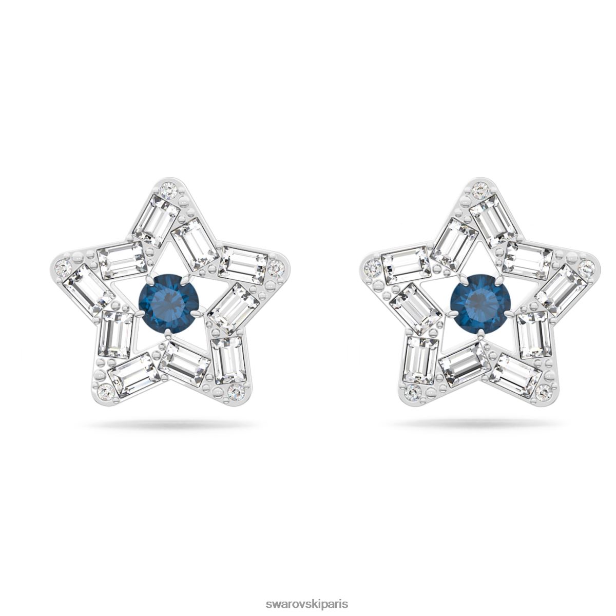 bijoux Swarovski boucles d'oreilles Stella coupes mixtes, étoile, bleu, rhodié RZD0XJ703