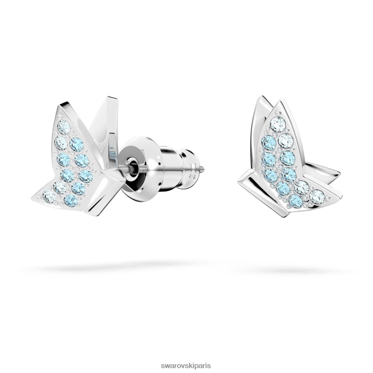 bijoux Swarovski boucles d'oreilles clous Lilia papillon, bleu, rhodié RZD0XJ678