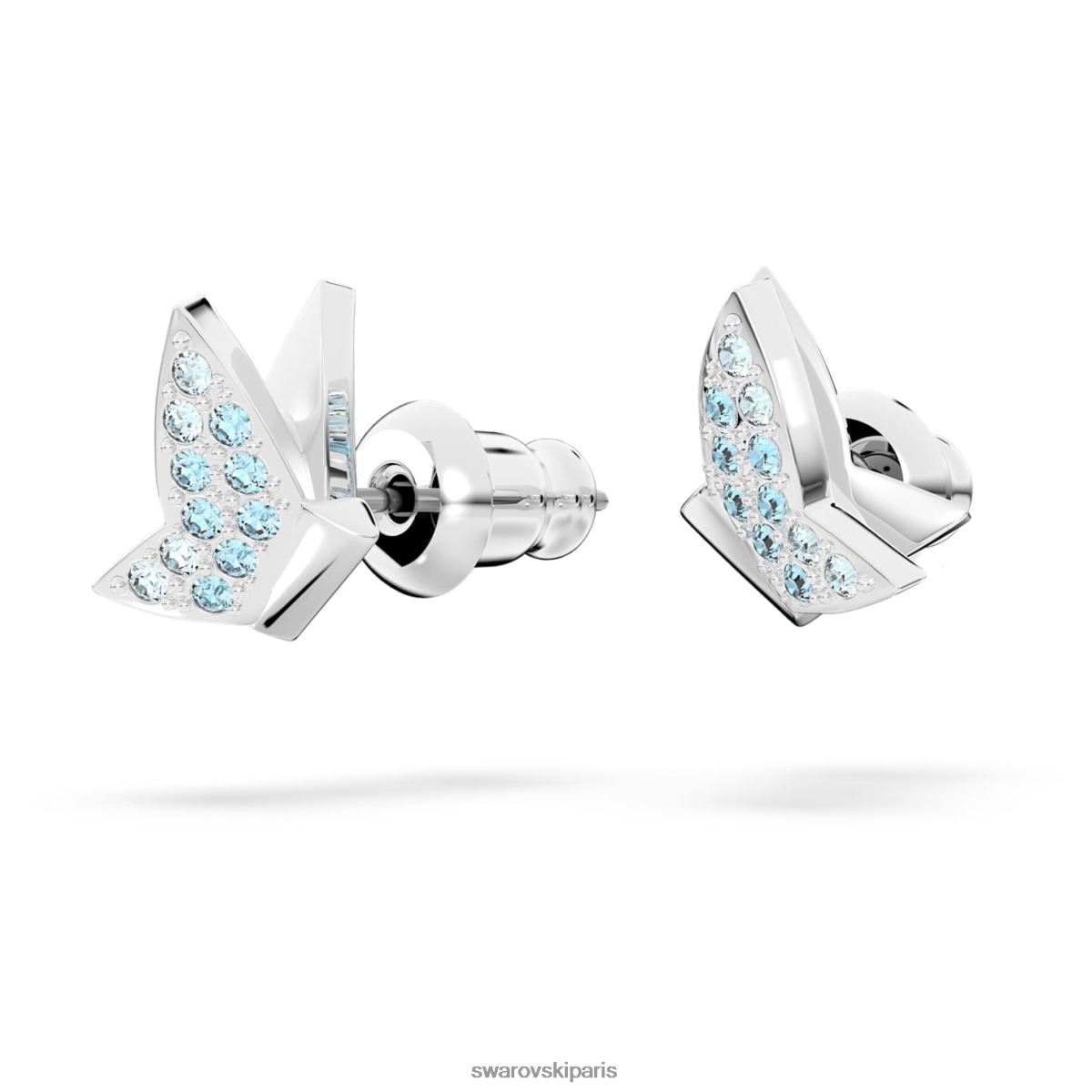 bijoux Swarovski boucles d'oreilles clous Lilia papillon, bleu, rhodié RZD0XJ678