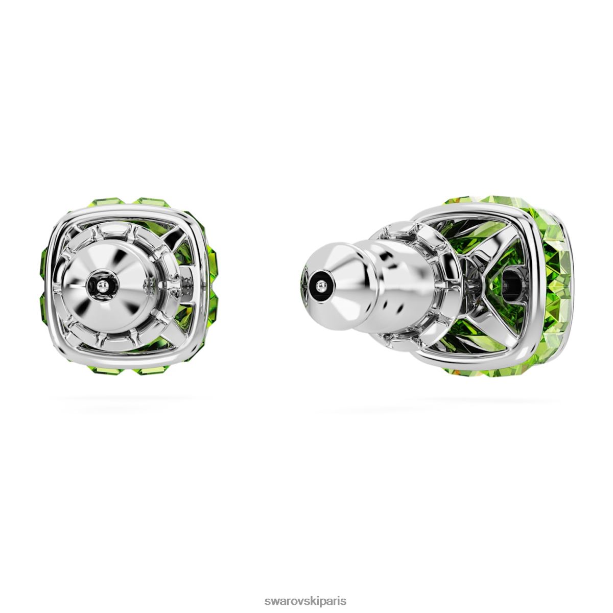 bijoux Swarovski boucles d'oreilles clous avec pierre de naissance coupe carrée août, vert, rhodié RZD0XJ727