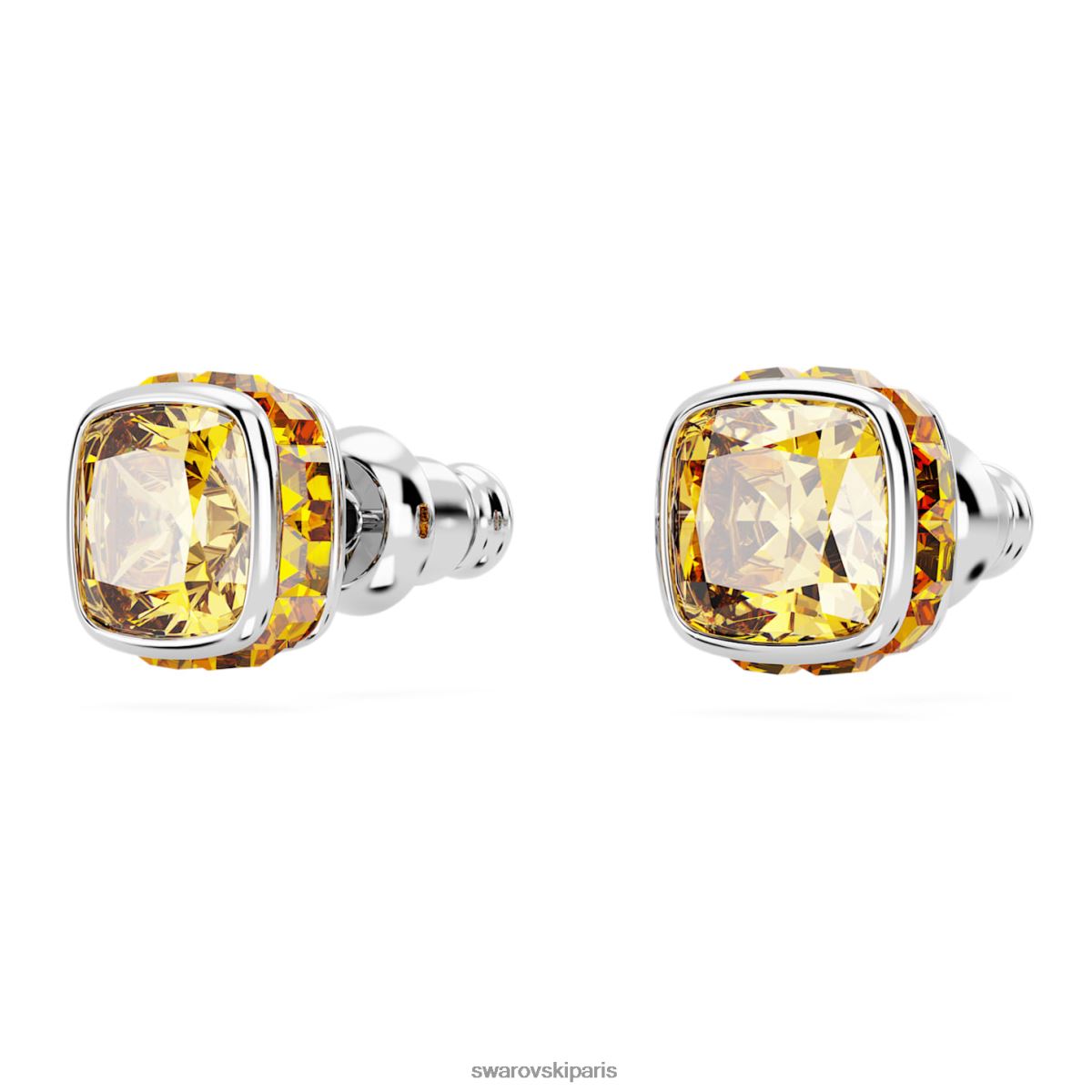 bijoux Swarovski boucles d'oreilles clous avec pierre de naissance coupe carrée novembre, jaune, rhodié RZD0XJ730