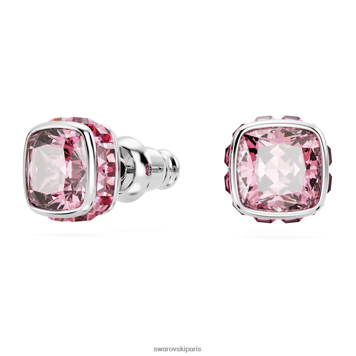 bijoux Swarovski boucles d'oreilles clous avec pierre de naissance coupe carrée octobre, rose, rhodié RZD0XJ725