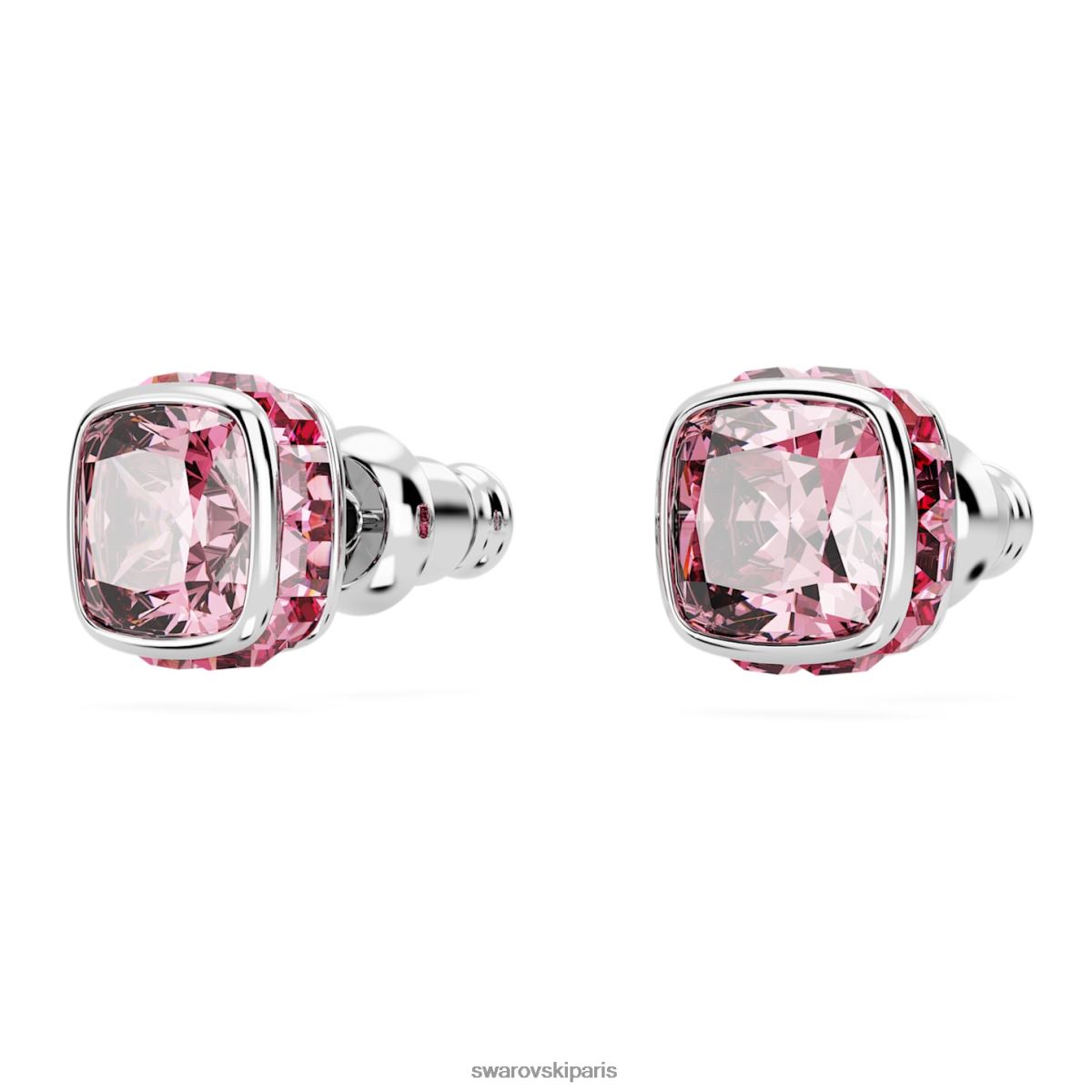 bijoux Swarovski boucles d'oreilles clous avec pierre de naissance coupe carrée octobre, rose, rhodié RZD0XJ725