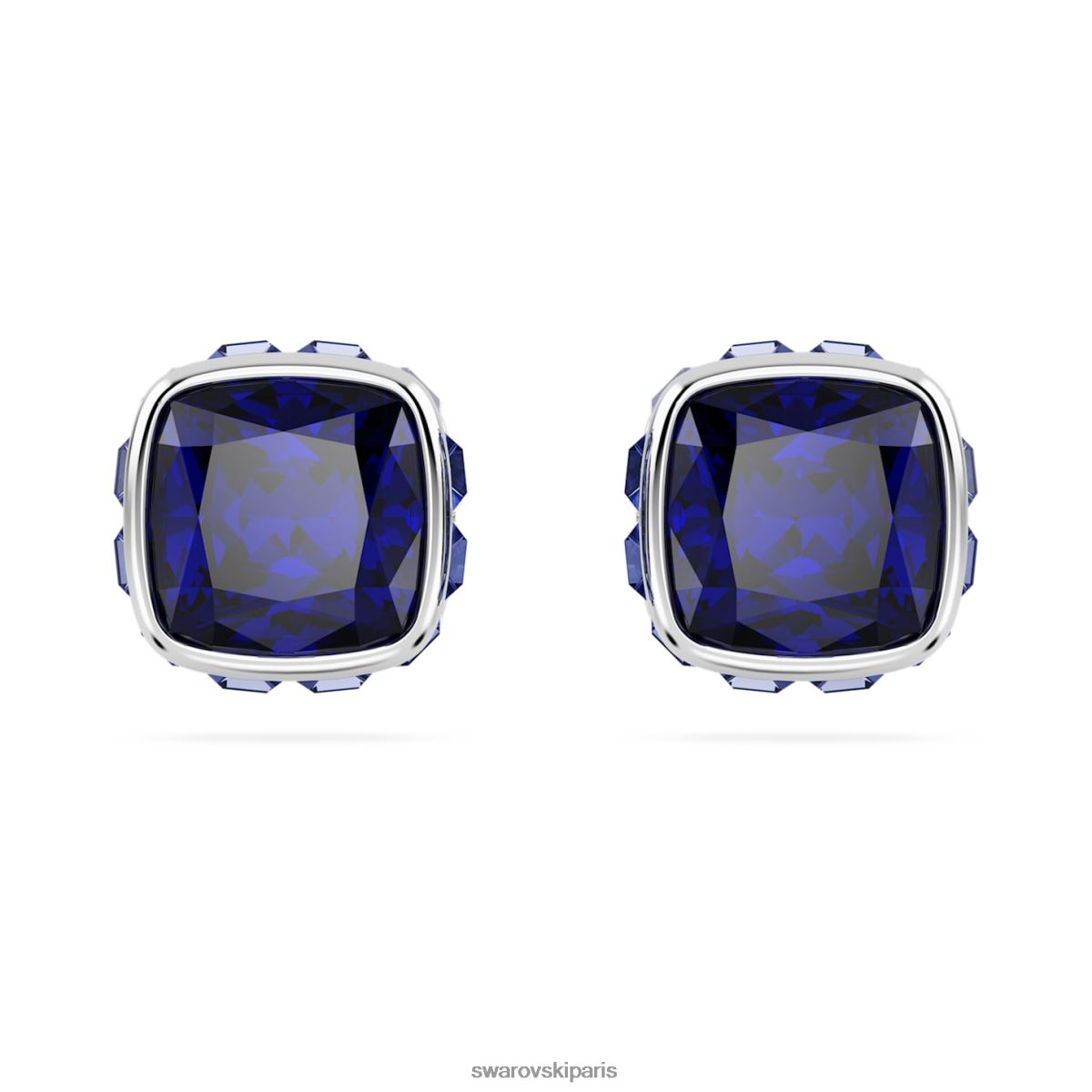 bijoux Swarovski boucles d'oreilles clous avec pierre de naissance coupe carrée septembre, bleu, rhodié RZD0XJ729